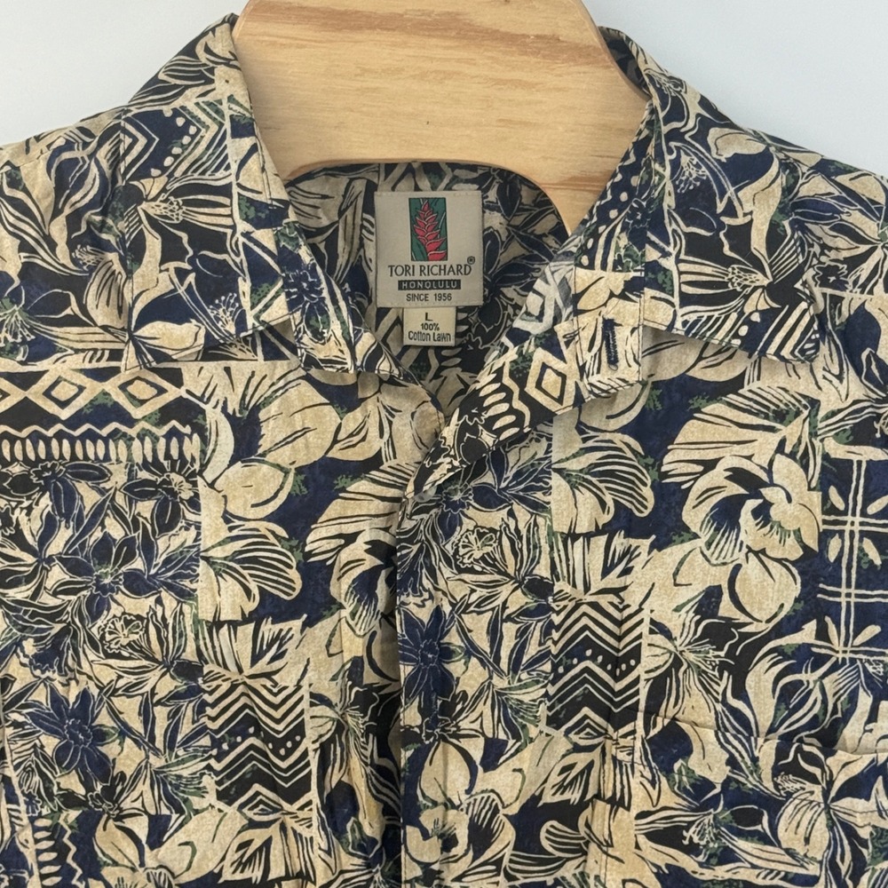 Tori Richard Honolulu Mens Large Cotton Lawn Aloha Shirt Made in Hawaii Floral